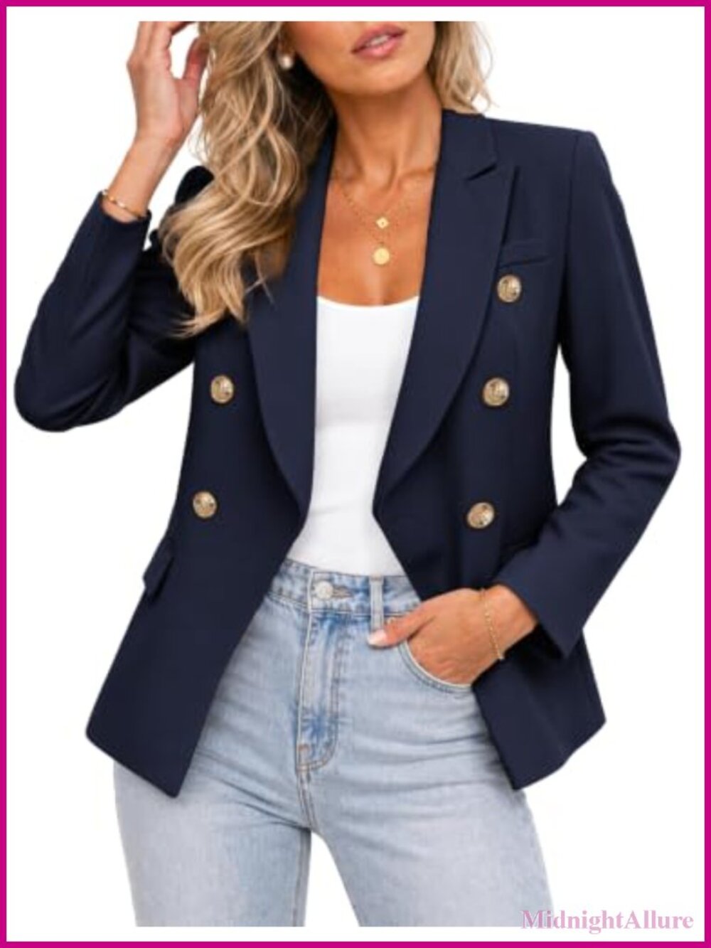 Women's Business Casual Open Front Blazer Slim Fit Suit Jacket